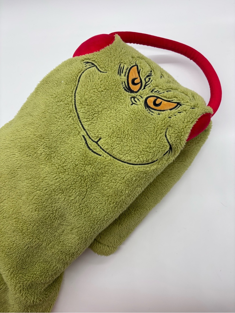 Kids Plush Grinch Hand Warmer Bag - Green with Red Handle